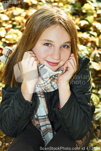 Image of Teenage girl in the fall