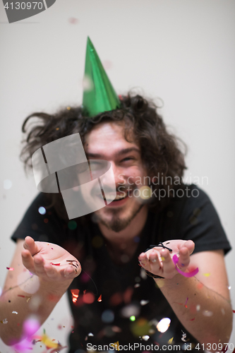 Image of confetti man on party