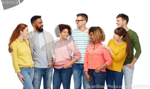 Image of international group of happy smiling people