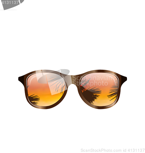 Image of Sunglasses with Palms Reflection, Isolated 