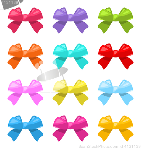 Image of Set Colorful Simple Gift Bows Isolated