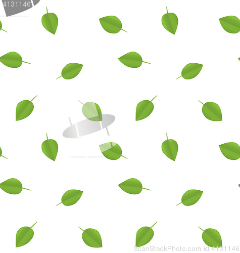Image of Seamless Ecology Pattern with Green Leaves