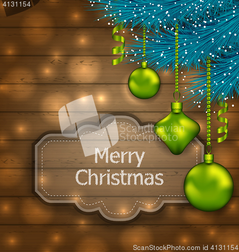 Image of Christmas Card with Balls and Fir Twigs