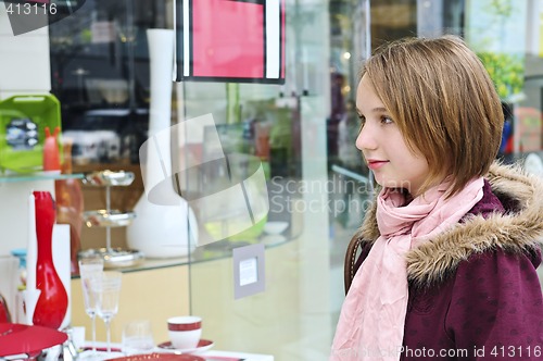 Image of Teenage girl shopping