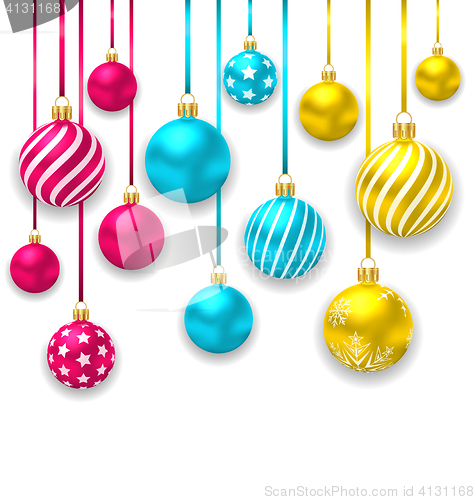 Image of Elegant Background with Collection Colorful Christmas Glass Ball