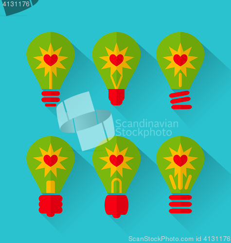Image of Trendy flat icons for Valentines Day, style with long shadows