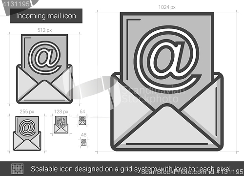 Image of Incoming mail line icon.