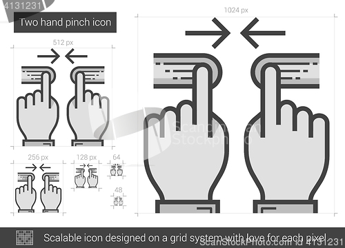 Image of Two hand pinch line icon.