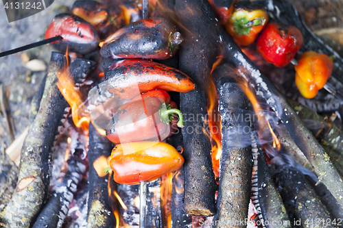 Image of fried vegetables on a fire