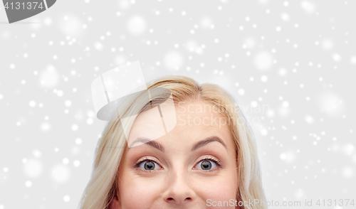 Image of happy young woman or teenage girl face