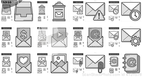 Image of Email line icon set.