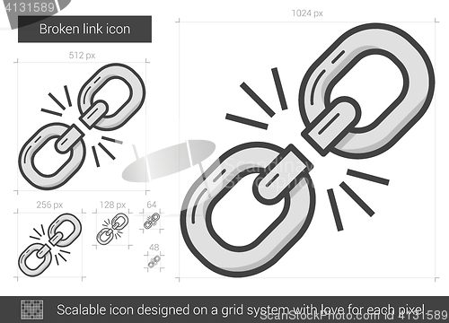Image of Broken link line icon.