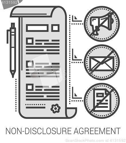 Image of Non-disclosure agreement line icons.