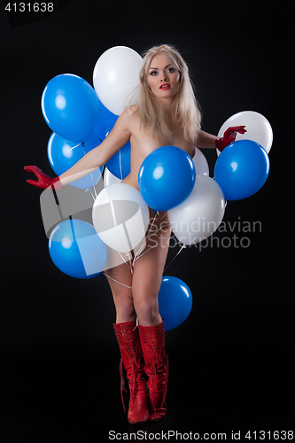 Image of Young Nude Woman With Balloons