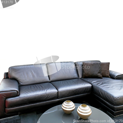 Image of Black leather sofa