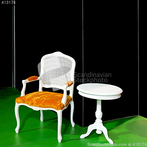 Image of Chair and table