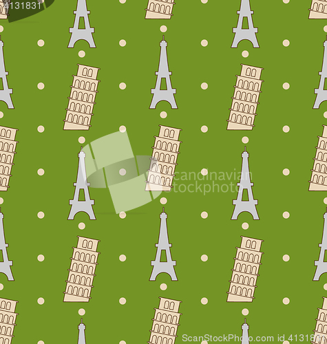 Image of Illustration Seamless Pattern of the Architectural Symbols, Famous Landmarks