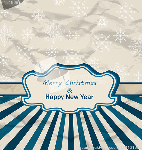 Image of Vintage Celebration Card with Snowflakes Texture