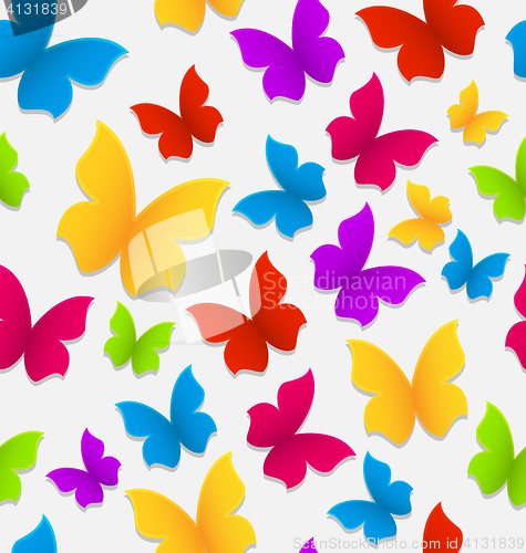 Image of Seamless pattern with colorful butterflies, repeating backdrop