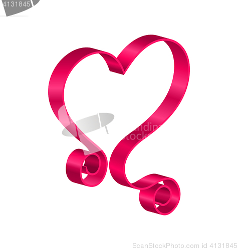 Image of Pink Tape Ribbon in Form Heart for Happy Valentines Day