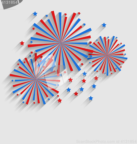 Image of  Firework Colorized in Flag US for Celebration Events, Flat Styl