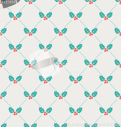 Image of Vintage Seamless Wallpaper with Holly Berries