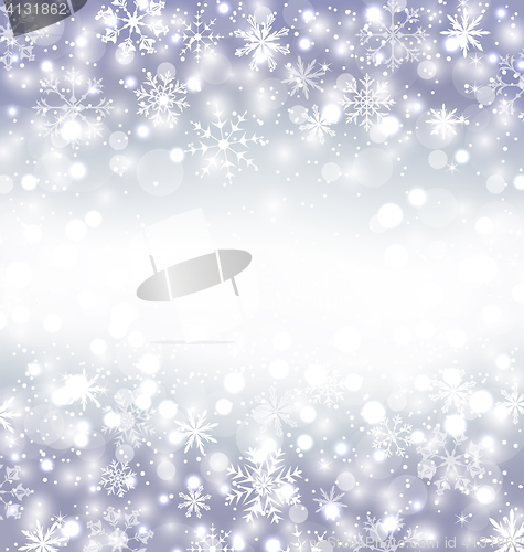 Image of Navidad purple background with snowflakes and copy space for you