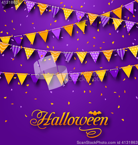 Image of Halloween Party Background with Hanging Triangular String