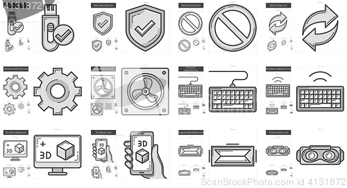 Image of Gadgets line icon set.