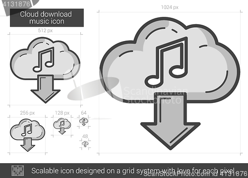 Image of Cloud download music line icon.