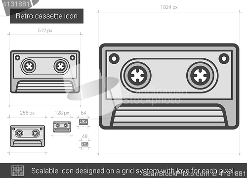 Image of Retro cassette line icon.