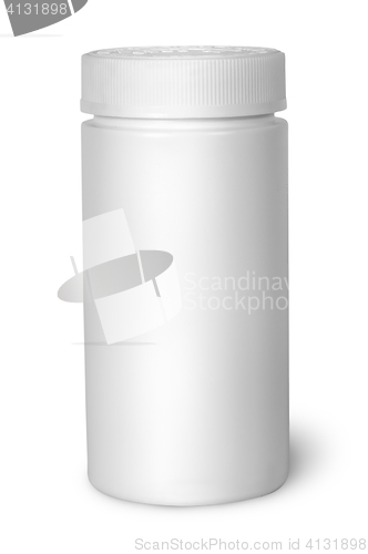 Image of White plastic bottle for vitamins with lid closed