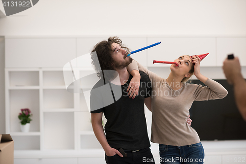 Image of romantic couple celebrating