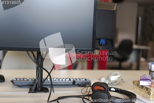 Image of closeup of monitor screen in office