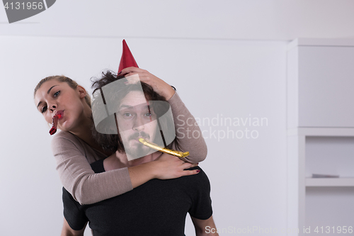 Image of romantic couple celebrating