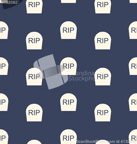 Image of Halloween Seamless Pattern with Tombstones R.I.P.