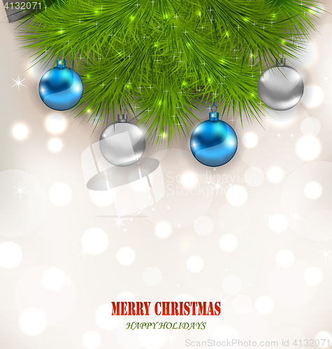 Image of Christmas Composition with Fir Branches and Glass Balls