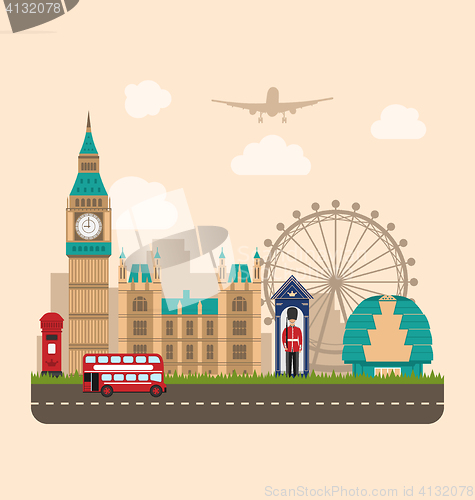 Image of  Design Poster for Travel of England. Urban Background 