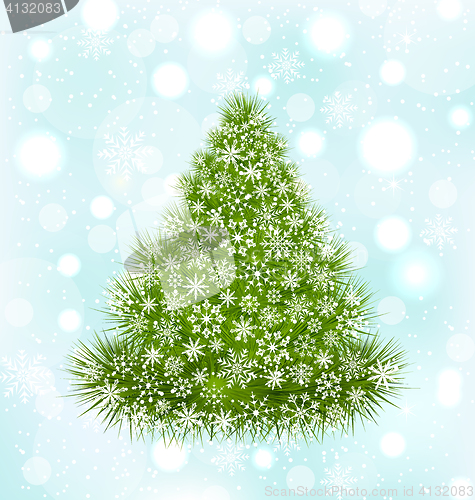 Image of Christmas Tree with Snowflakes