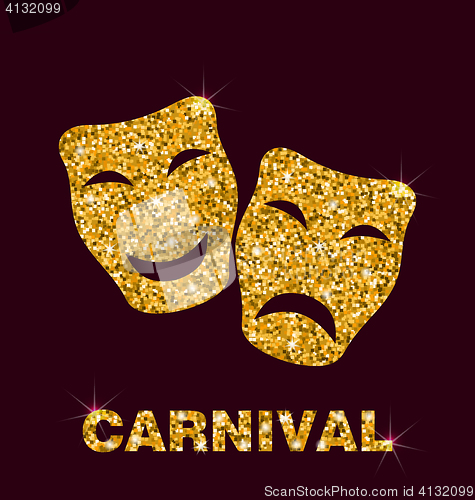 Image of Illustration Golden Glittering Carnival Mask