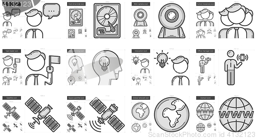 Image of Technology line icon set.