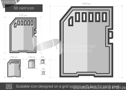 Image of SD card line icon.