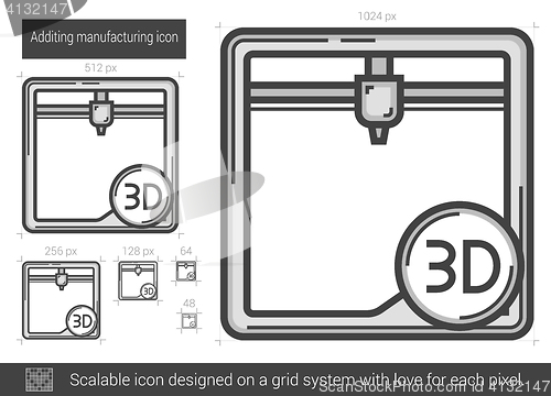 Image of Additing manufacturing line icon.