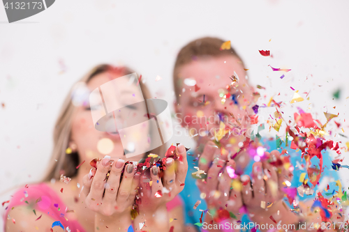 Image of romantic couple celebrating