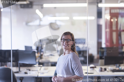 Image of portrait of casual business woman at office