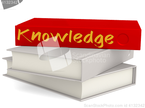 Image of Hard cover red books with Knowledge word