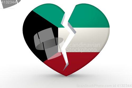 Image of Broken white heart shape with Kuwait flag