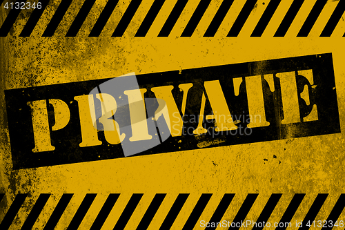 Image of Private sign yellow with stripes