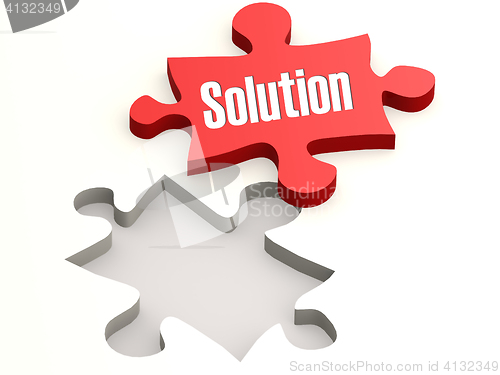 Image of Red jigsaw puzzle with solution word