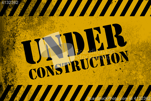 Image of Under construction sign yellow with stripes